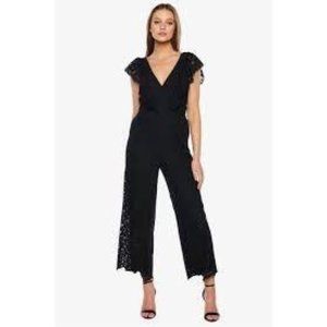 Bardot Black Malia Cropped Lace Jumpsuit Size 26 small